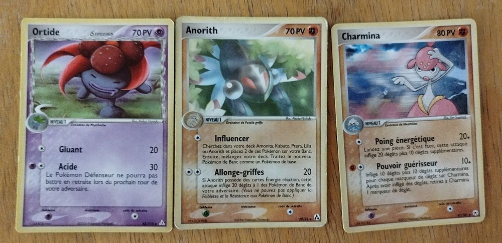 Lot de 3 cartes Pok�mon  Ortide - Anorith - Charmina 15 Auch (32)