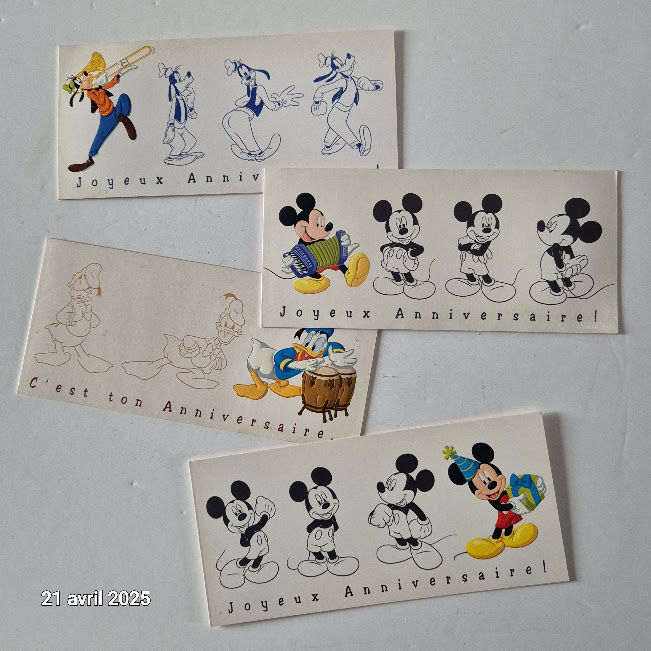 Lot de 4 cartes postales joyeux anniversaire, Donald, Mickey 10 Saumur (49)