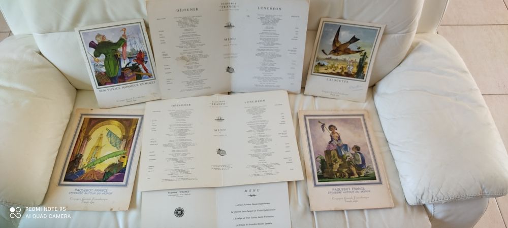 Cartes de restaurant du paquebot FRANCE 10 Roaillan (33)