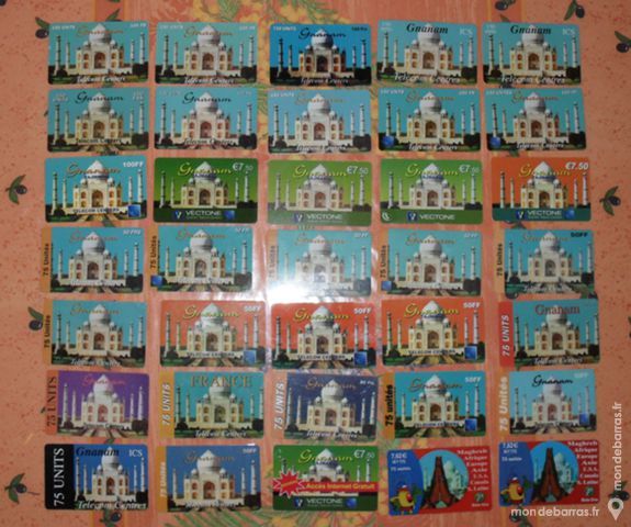 35 cartes téléphoniques prépayées sur le Taj Mahal 17 Montreuil (93)