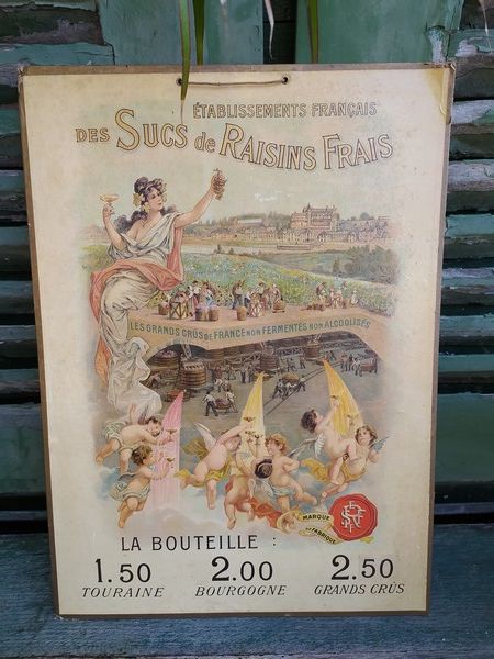 Carton Publicitaire Ets Fran�ais des Sucs de Raisins Vins 79 Loches (37)