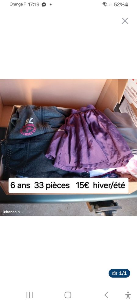 1 carton de 33 v�tements fille 6 ans �t�/hiver 15 Laize-la-Ville (14)