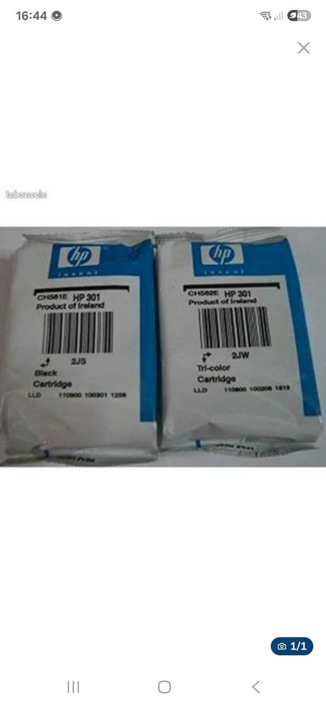 2 cartouches imprimante hp301 Noir&couleur neuf 34 Paris 1 (75)