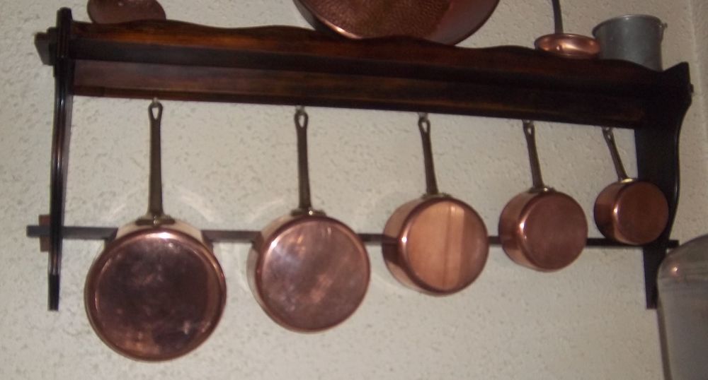 Lot de 5 casseroles cuivre fabrication fran�aise 70 Colombier-Fontaine (25)