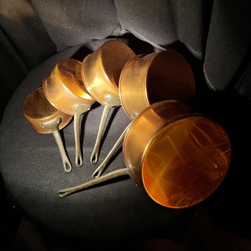 Lot de 5 casseroles en cuivre 50 Aulnay-la-Rivi�re (45)