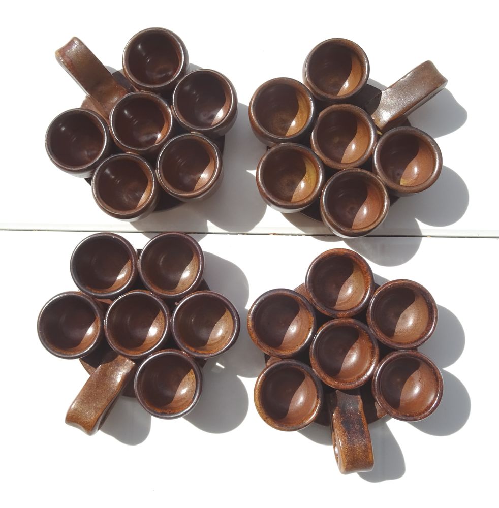 LOT 4 CASSOLETTES � ESCARGOTS  en GR�S  ARTS-CERAM GRAND FEU 12 Cachan (94)