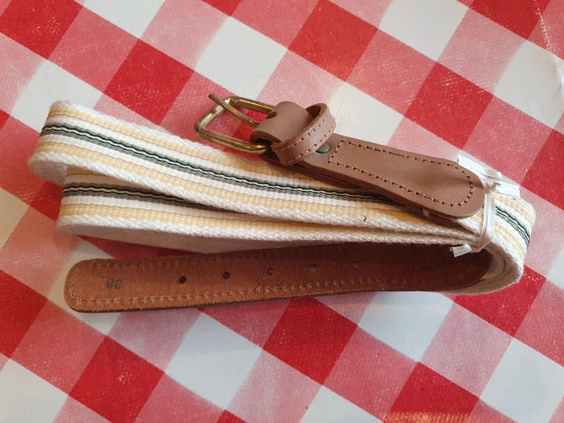 Ceinture enfant - blanc raye vert et jaune 2 Aubvillers (80)