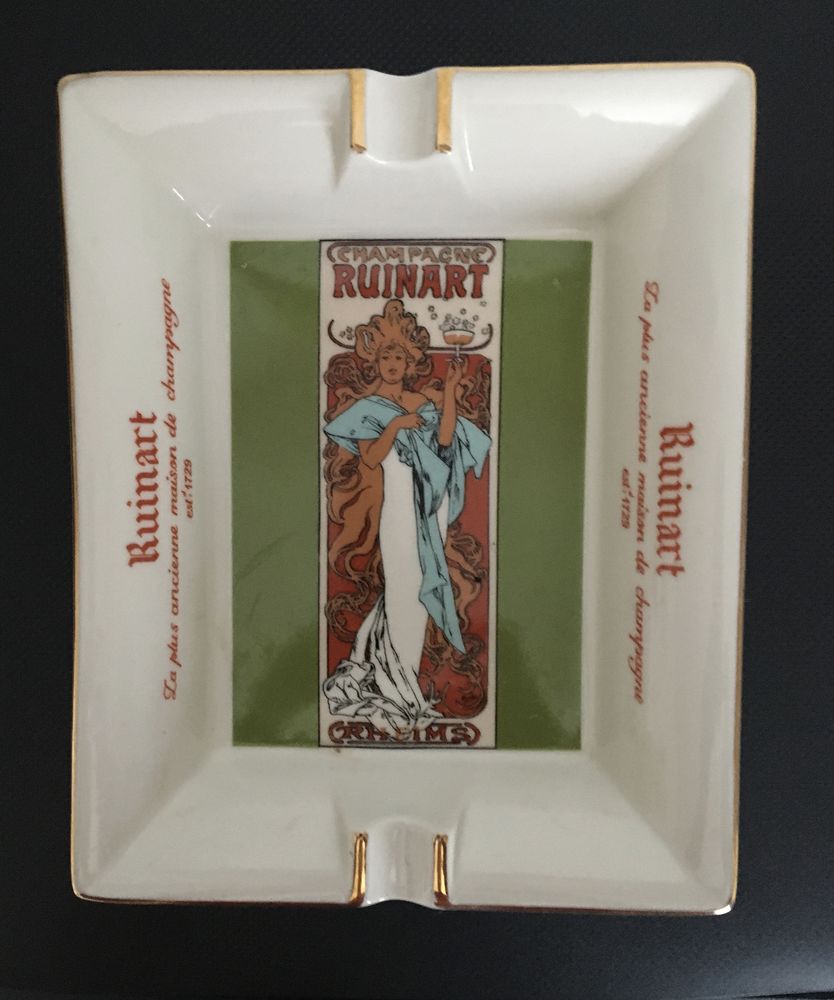 CENDRIER C�ramique CHAMPAGNE RUINART Mucha 35 Bois-Colombes (92)