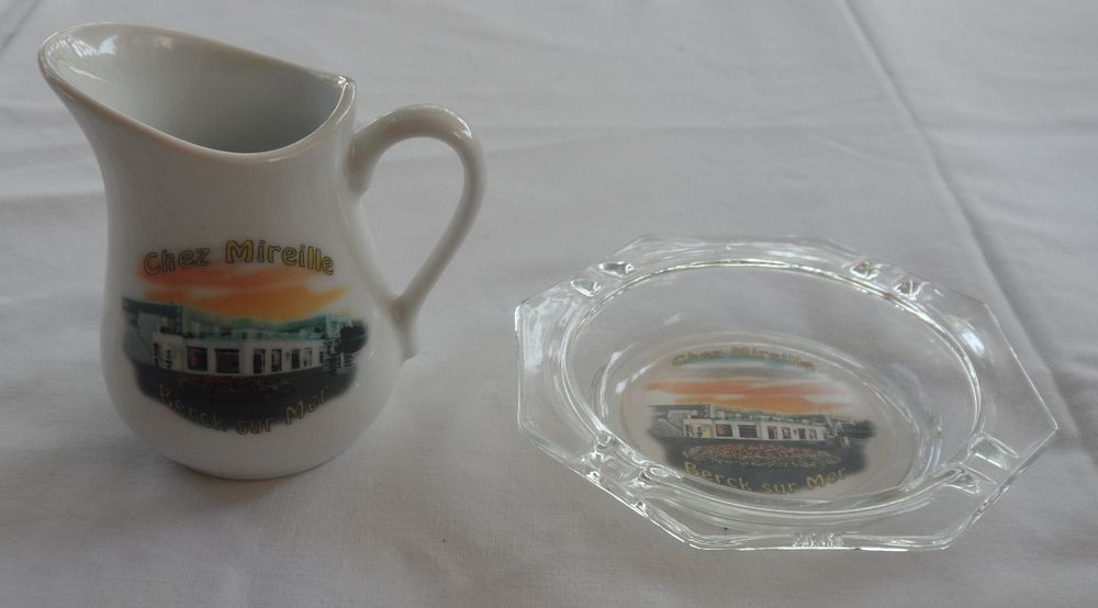 Cendrier verre et pot � cr�me c�ramique chez Mireille Berck 15 Castries (34)