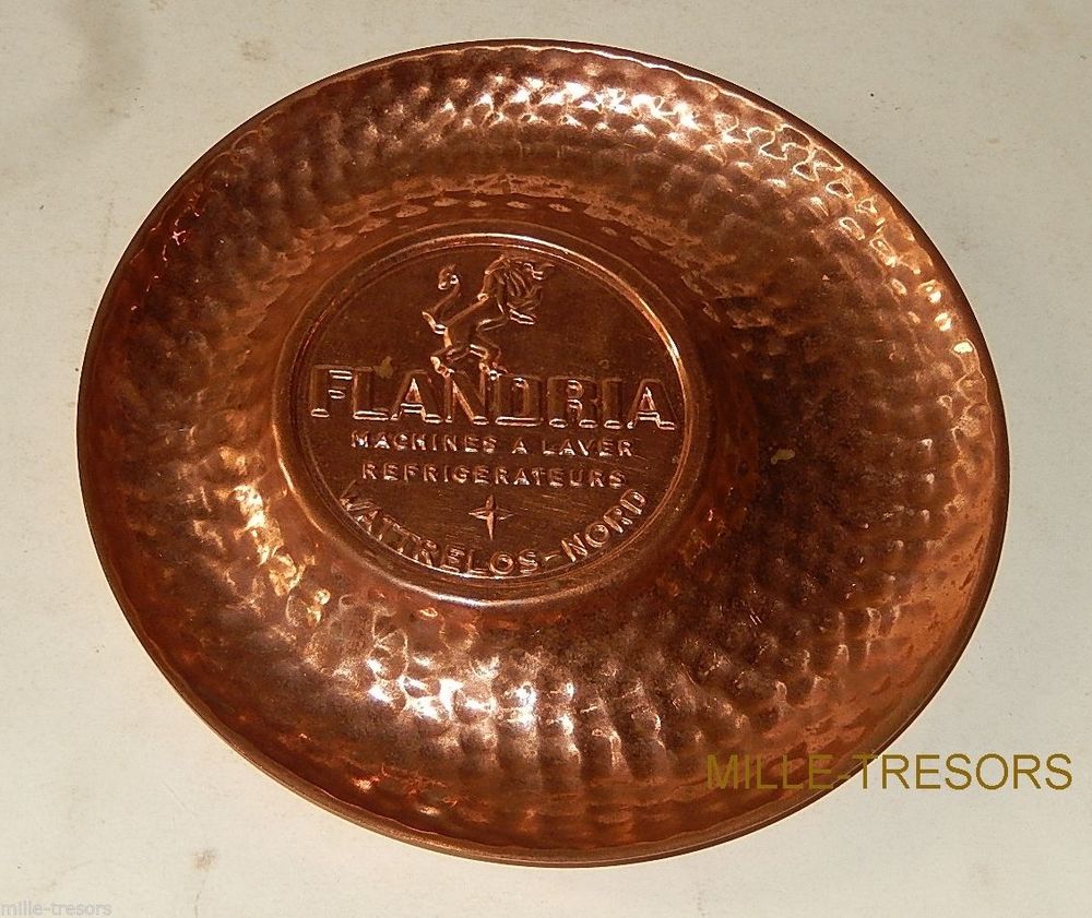 cendrier vide-poche  publicitaire en cuivre FLANDRIA 19 Barentin (76)