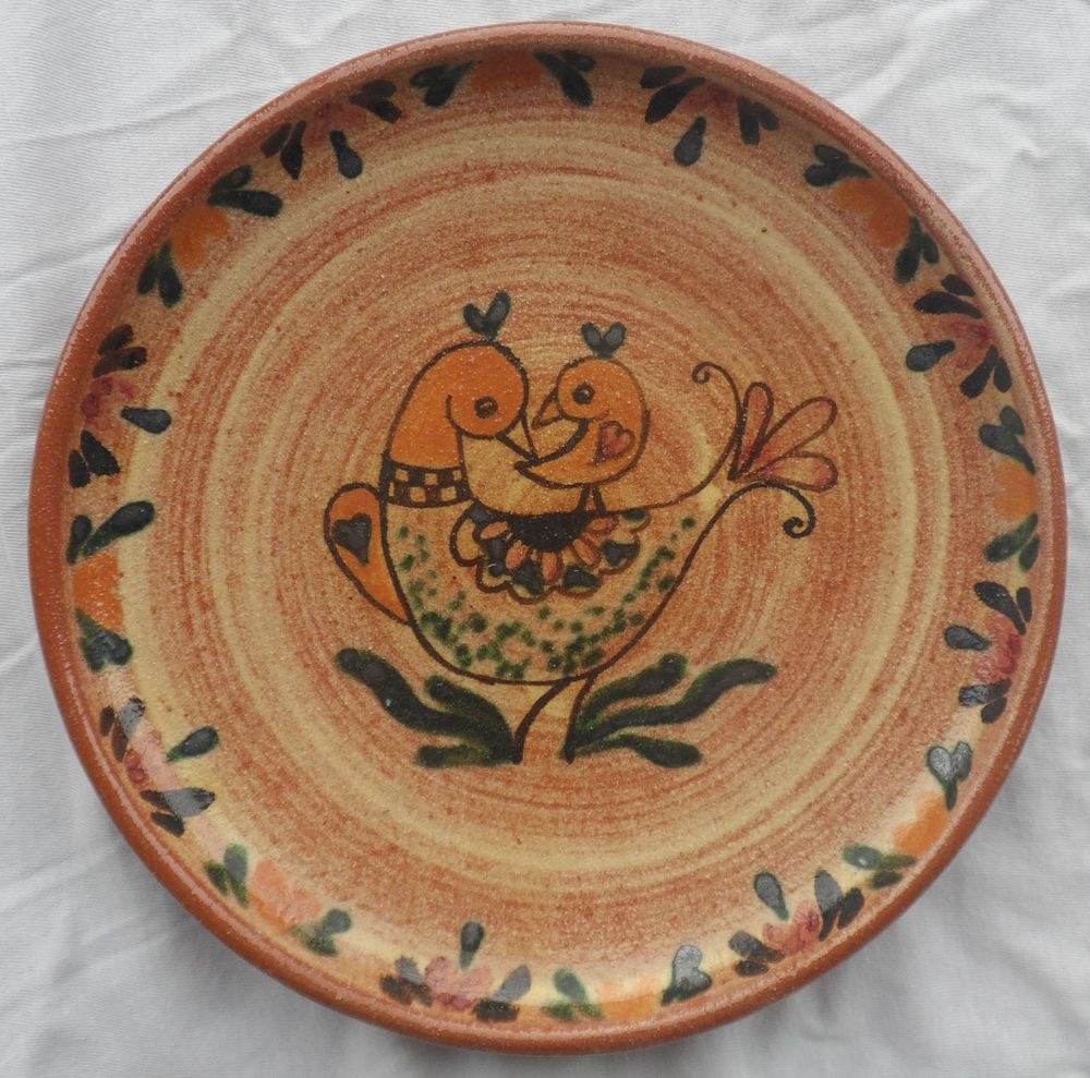 C�ramique d'art assiettes vintage d�cor oiseau terre vernis 100 Castries (34)