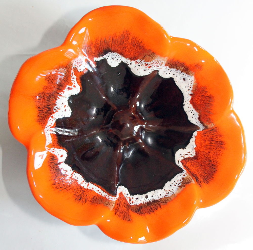 C�ramique vintage 70 coupe fleur orange Vallauris 25 Issy-les-Moulineaux (92)