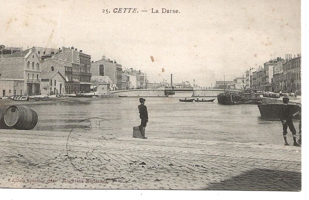 25 - CETTE - LA DARSE ( Dos TAMPON DE CETTE ) 2 Gigean (34)