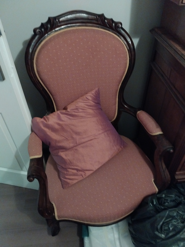 Chaise Ancienne en Bois Sculpt� avec Coussin 30 Romans-sur-Is�re (26)