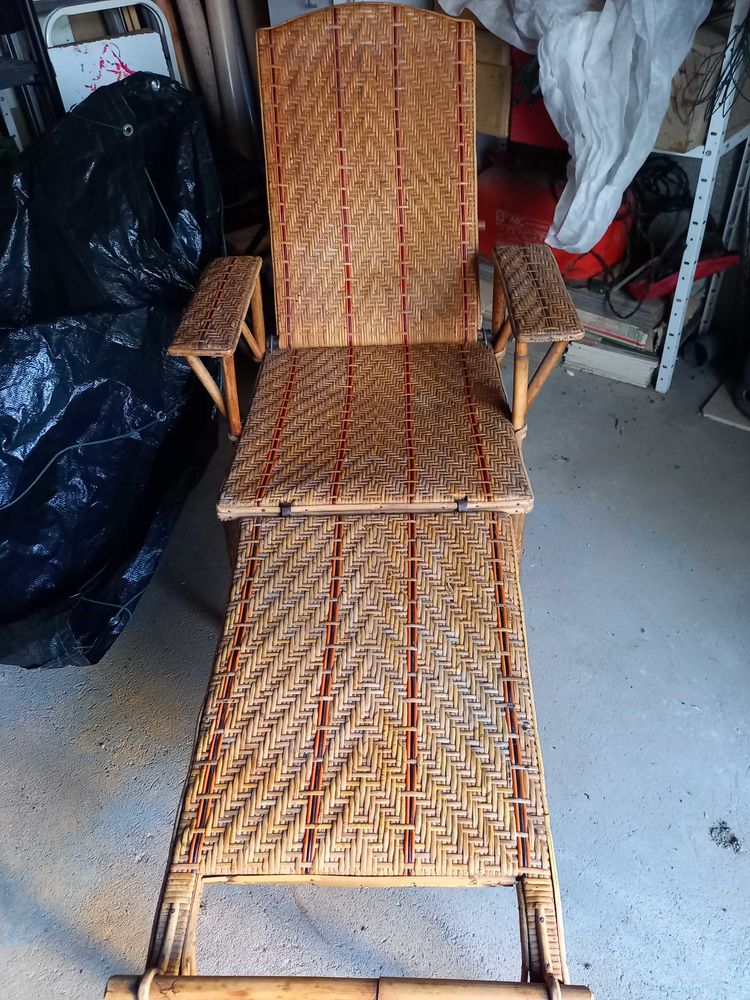 chaise longue rotin 1930 60 Saintes (17)