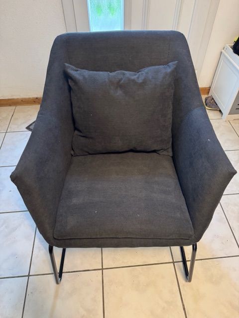 Chaise en tissu avec coussin couleur anthracite 30 Frasne (25)
