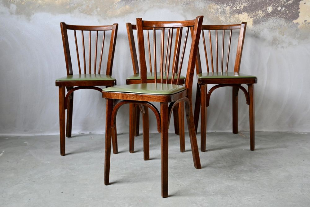 Lot de 4 chaises anciennes bistrot BAUMANN vintage 360 Wintzenheim (68)