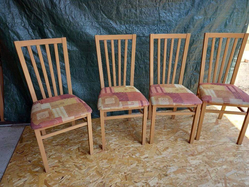 4 CHAISES BOIS AVEC ASSISE TISSU 0 L�ogeats (33)