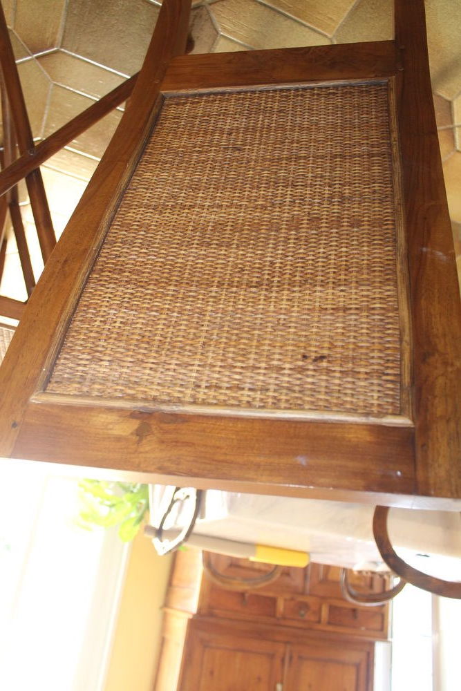 2 chaises bois massif assise et dos tress� et leur gueridon 80 Audierne (29)