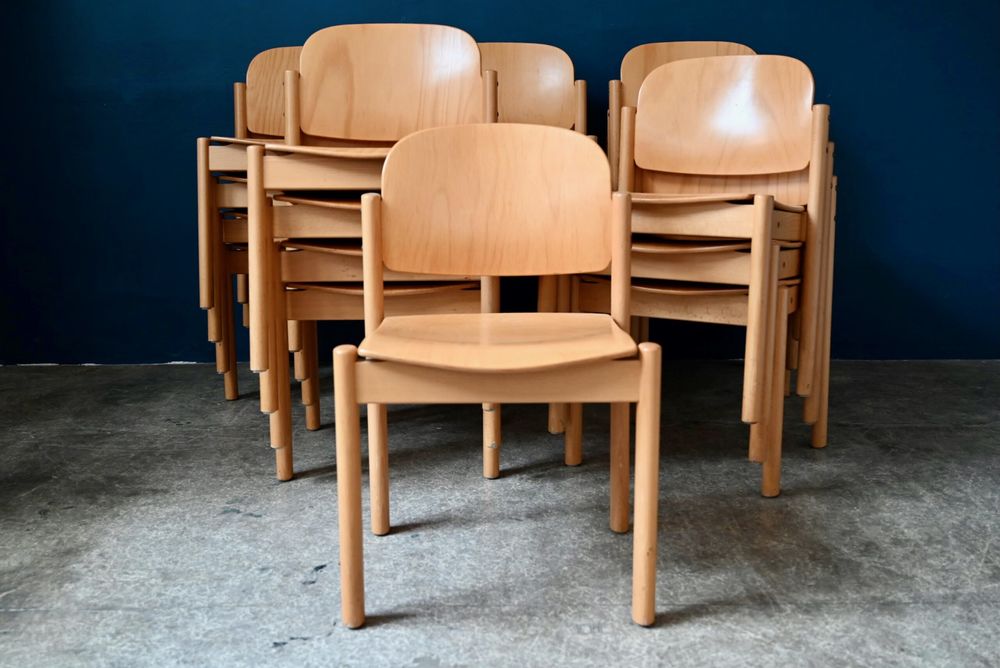 Lot de 4 chaises en bois de teinte claire vintage scandinave 400 Wintzenheim (68)