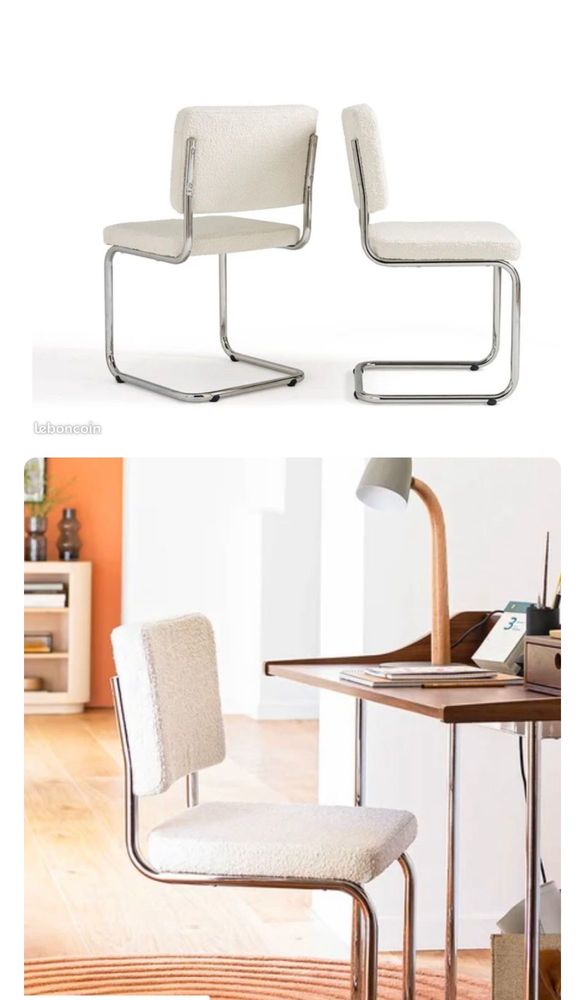 4 chaises bouclettes blanc & m�tal !!!! 400 Paris 2 (75)