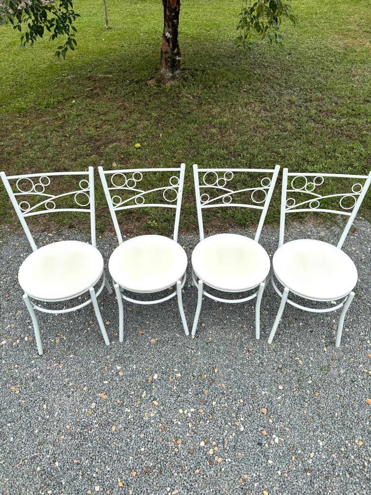 Lot de 4 chaises de cuisine blanches 40 Galgon (33)