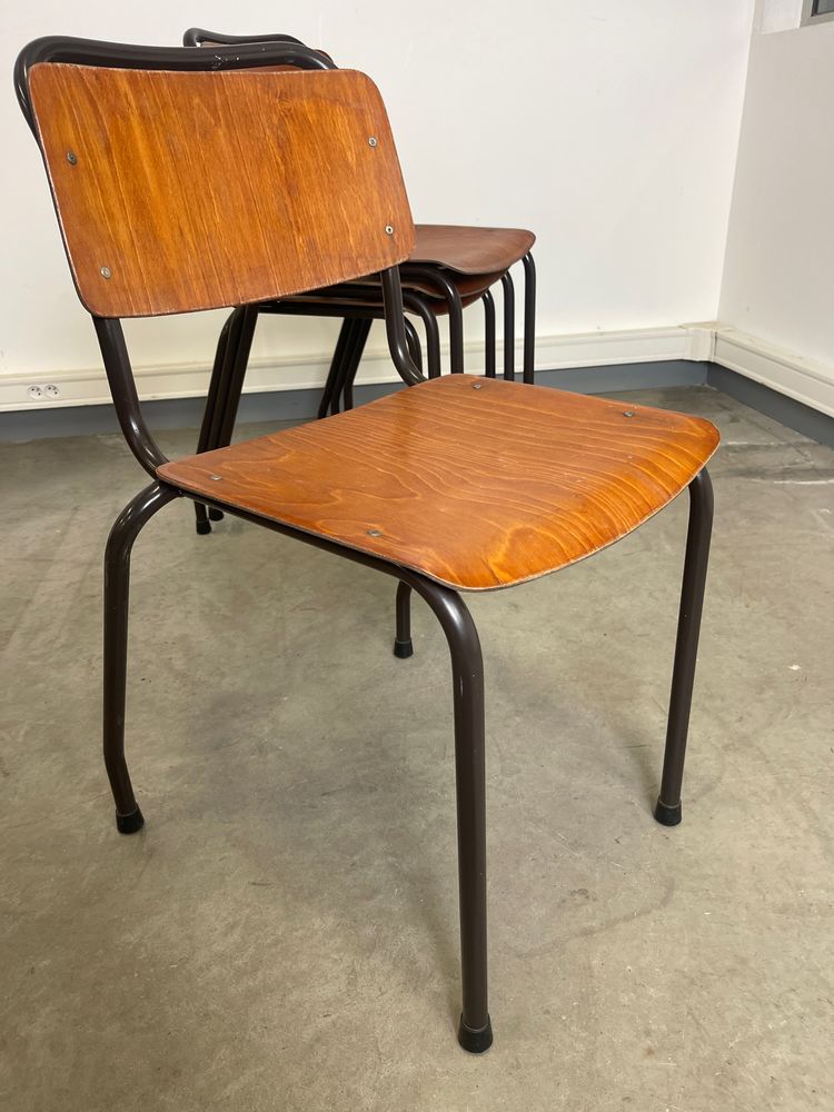 Lot de 4 chaises �cole gispen bois miel pays-bas ann�es 70 440 Lorient (56)