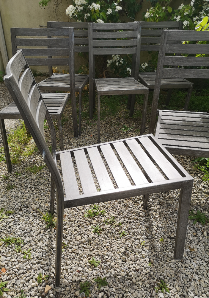 6 chaises de jardin en aluminium de couleur grise 59 La Rochelle (17)