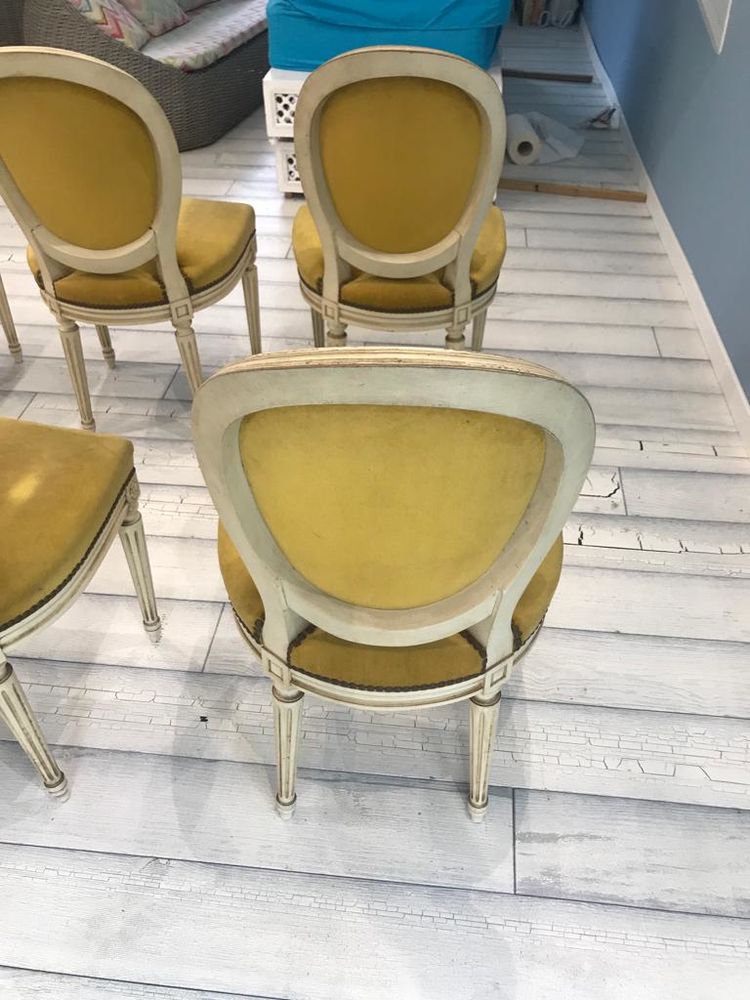 LOT DE 6 CHAISES MEDAILLON VELOURS JAUNE STYLE LOUIS XY 0 Onesse-et-Laharie (40)