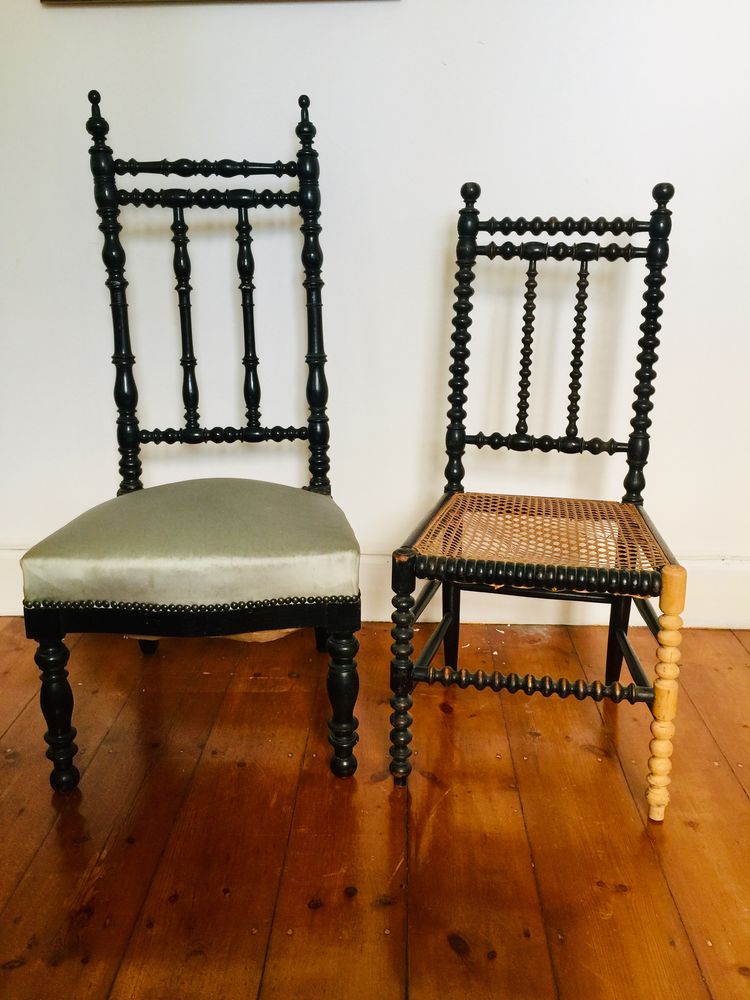 2 chaises Napol�on III laqu�es noir 135 La Madeleine (59)
