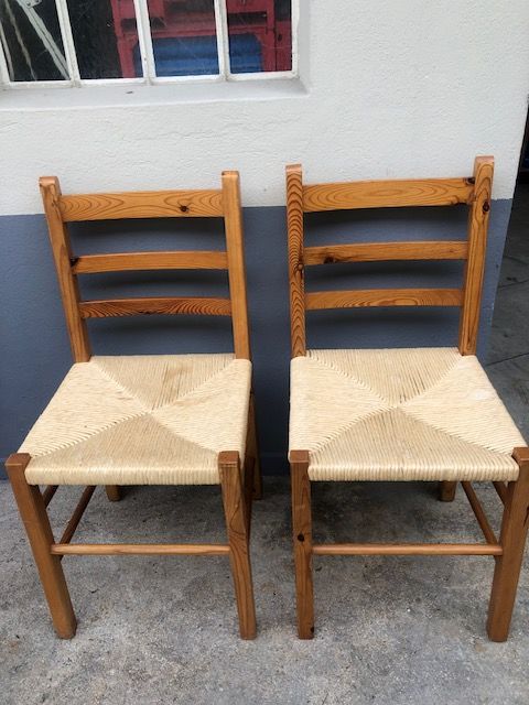 Chaises en pin et paille (2 ex) 50 Asni�res-sur-Seine (92)