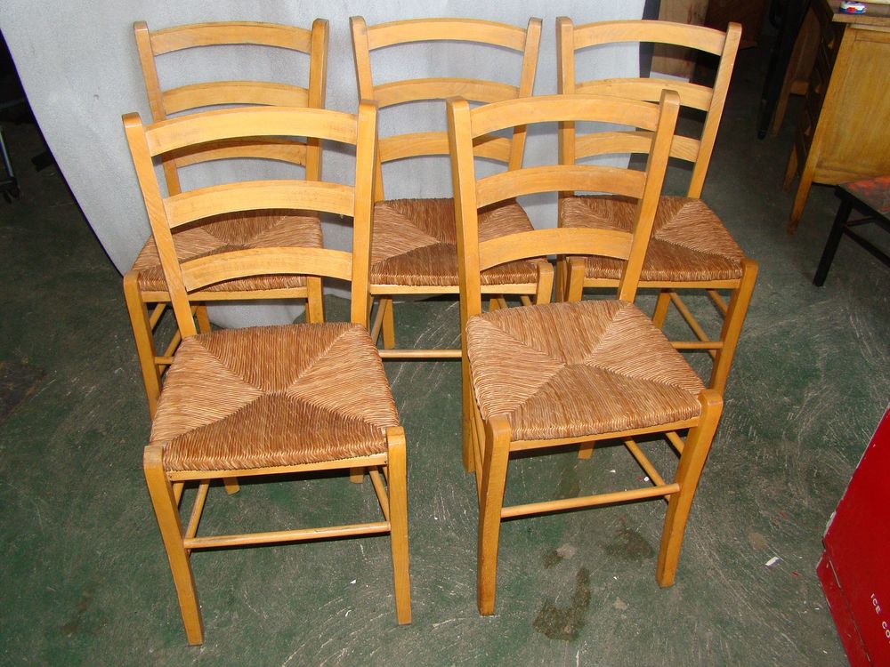 Lot de 5 chaises paill�es vintage  ann�es 1980
100 Gargenville (78)