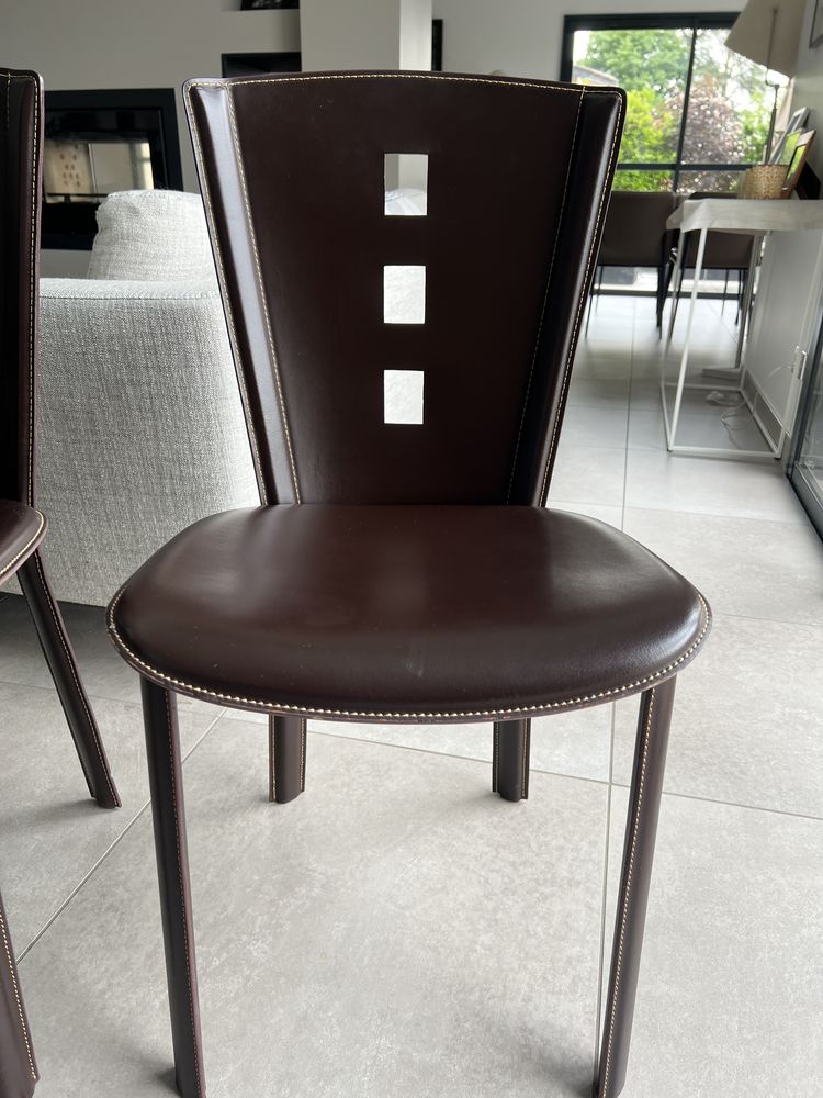 lot de 2 chaises Roche Bobois en cuir marron 225 Dardilly (69)