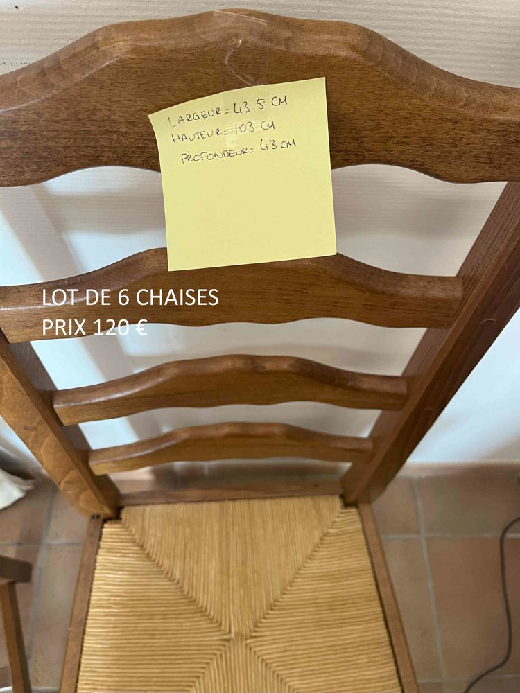 LOT 6 CHAISES SALLE � MANGER 120 Saint-Blaise (06)
