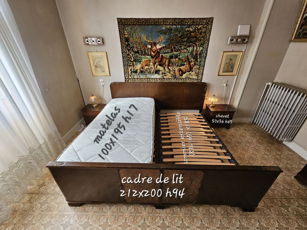 Chambre compl�te 1960 plaqu� noyer et loupe 130 Amn�ville (57)