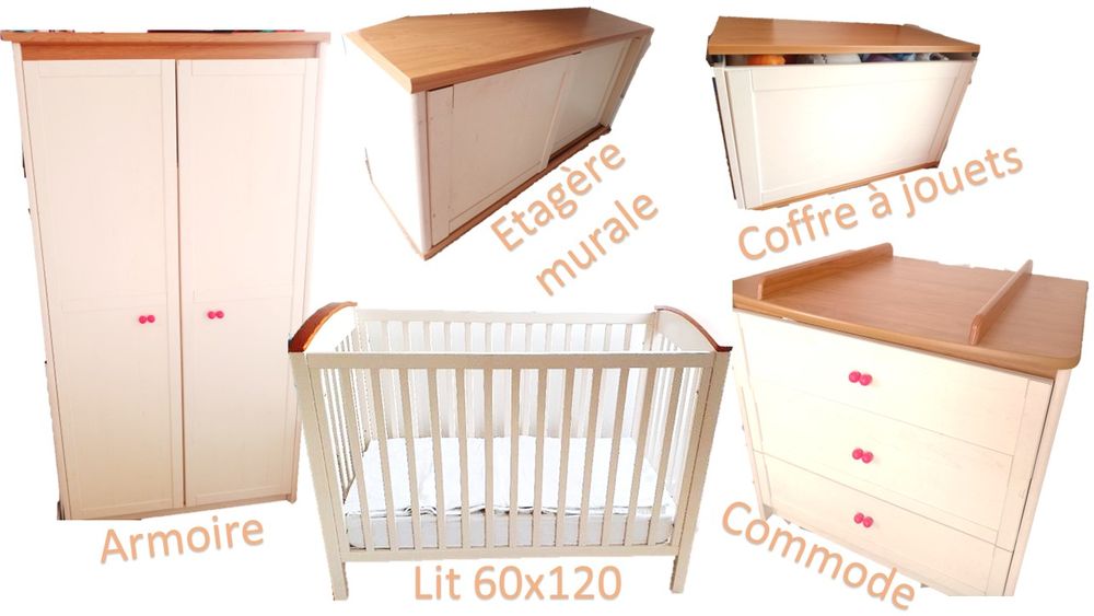 Chambre mixte BB:lit, commode,armoire,coffre,bibliotheque 350 Le Havre (76)