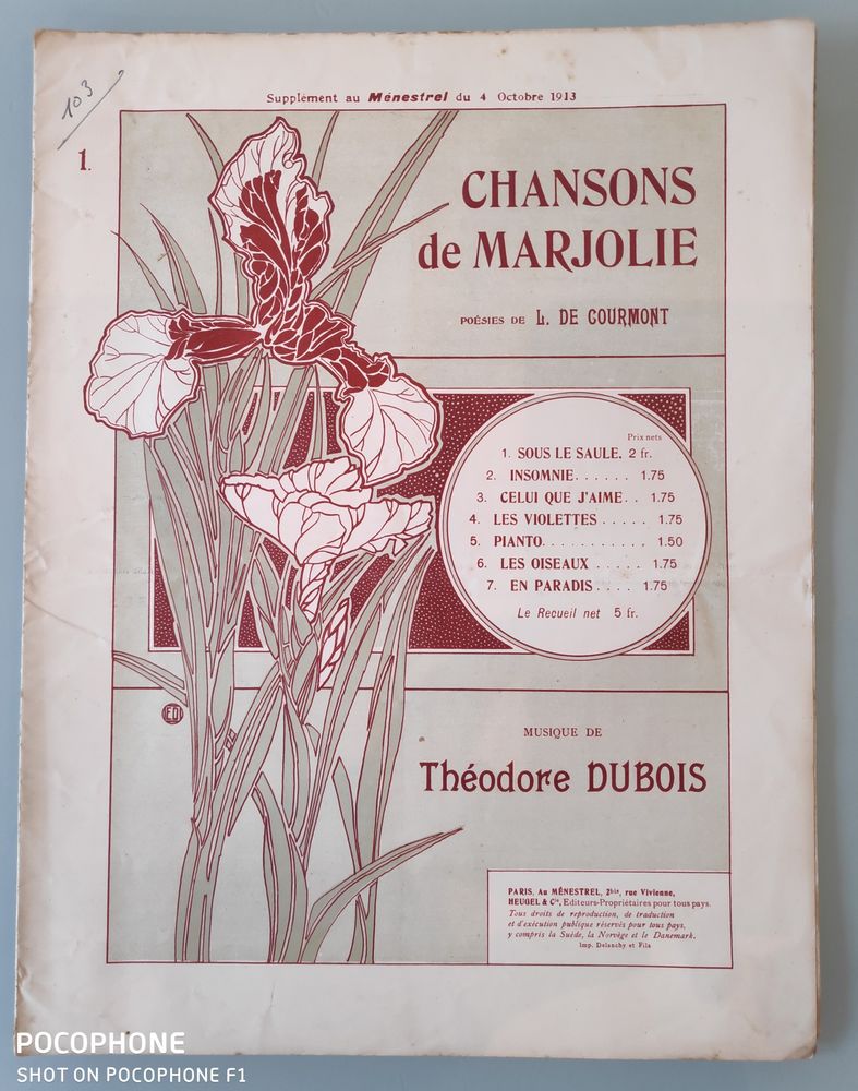 Chanson de Marjolie
po�sie de L.De.Courmont musique de Th�odore Dubois 20 Grand-Champ (56)
