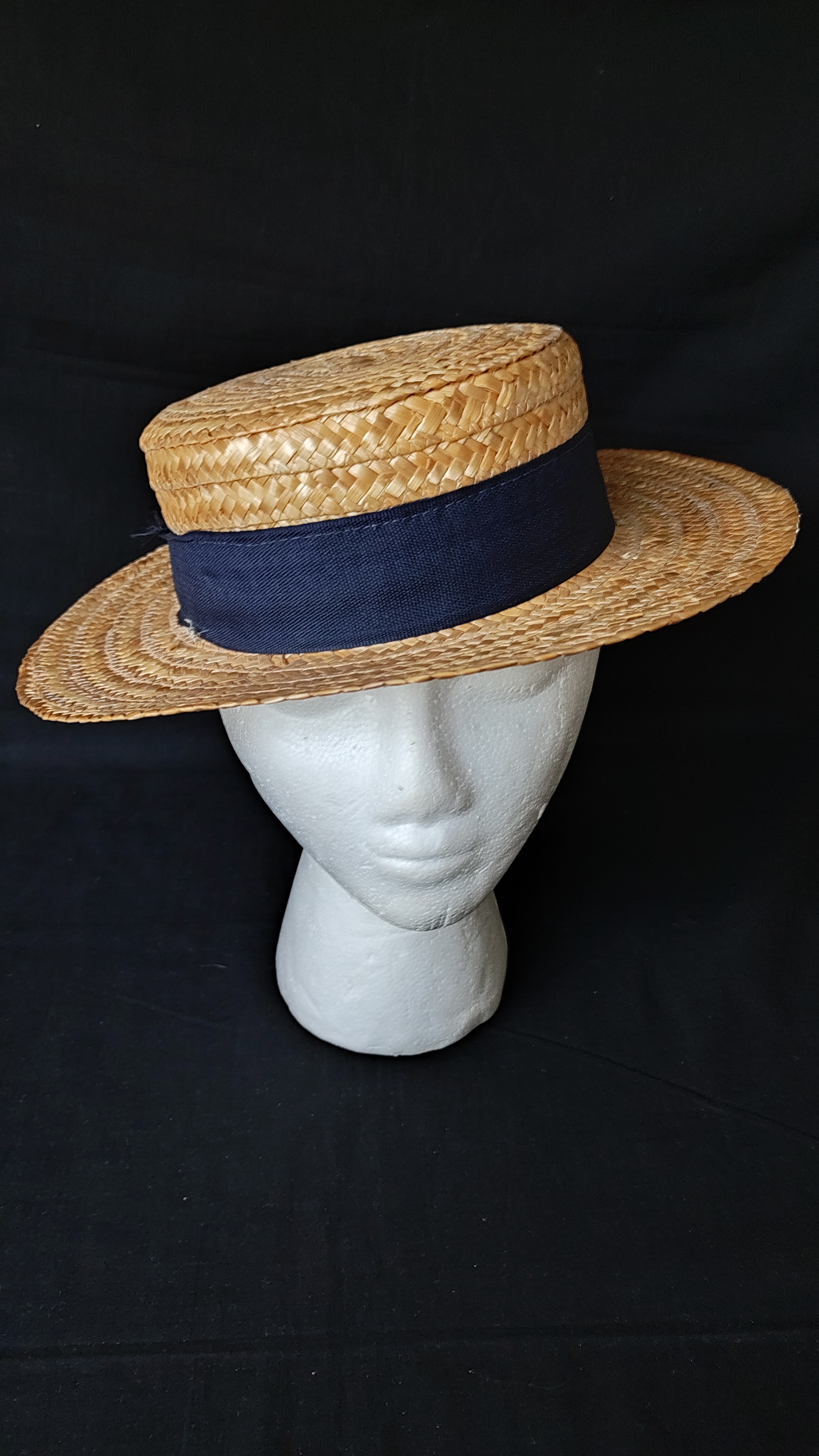 Chapeau canotier guinguette en paille naturelle tr�ss�e - ta 23 Mouvaux (59)