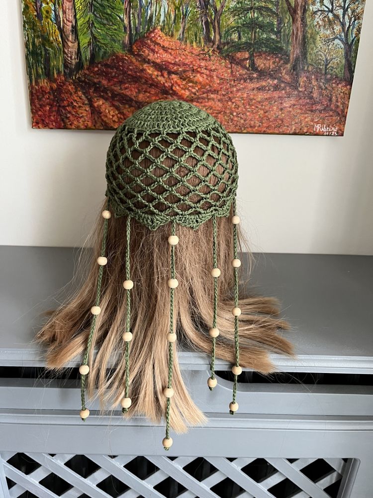 Chapeau Toque Bonnet Coton Vert olive Perles 16 Saint-Prix (95)