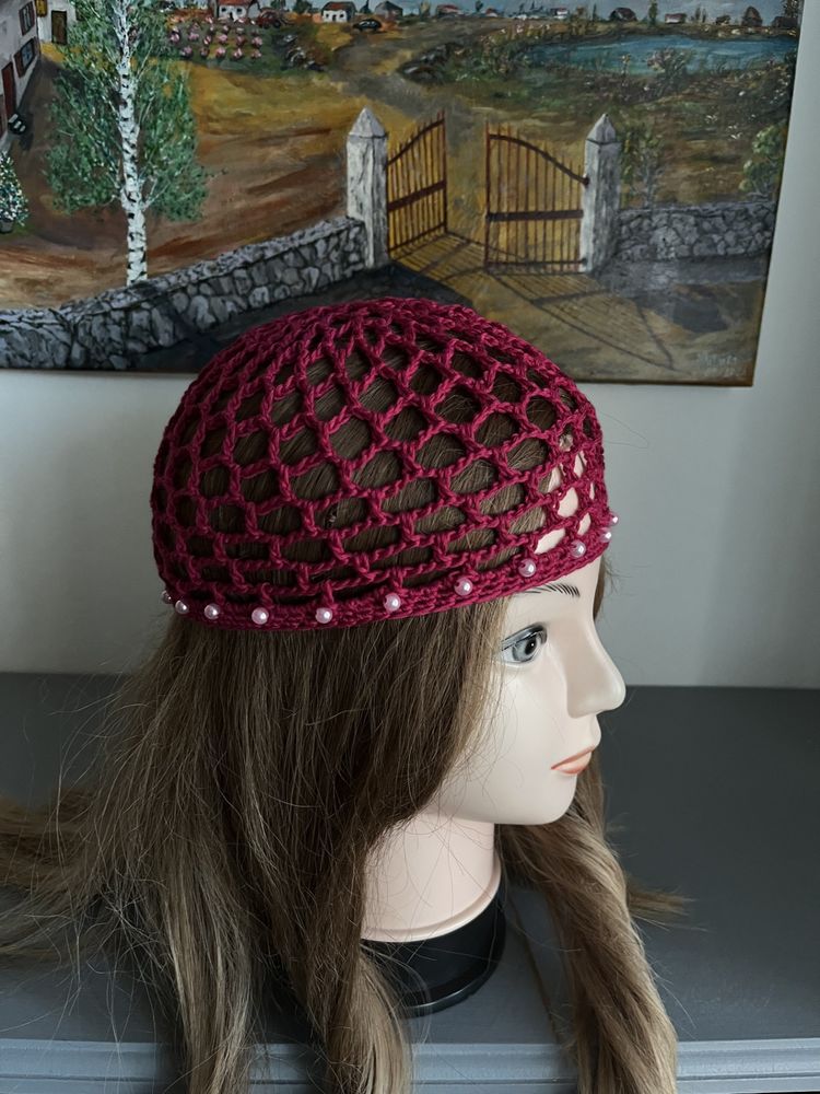 Chapeau Toque Bonnet Bob Rose Fuchsia perles 13.5 Saint-Prix (95)