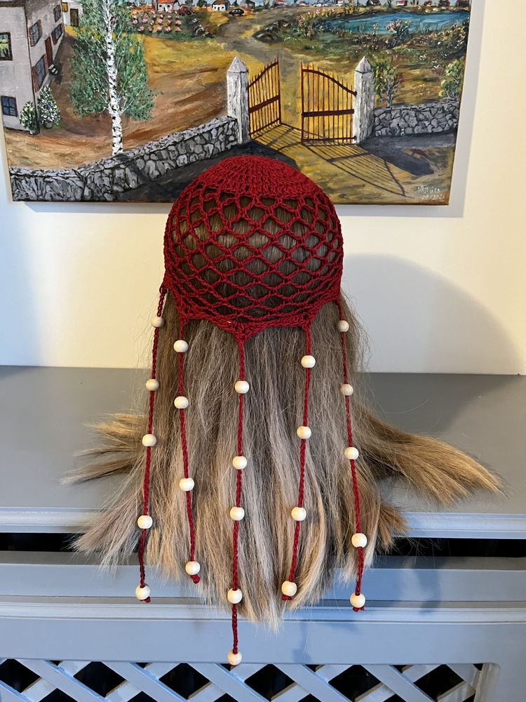 Chapeau Toque Bonnet Rouge perles 16.5 Saint-Prix (95)