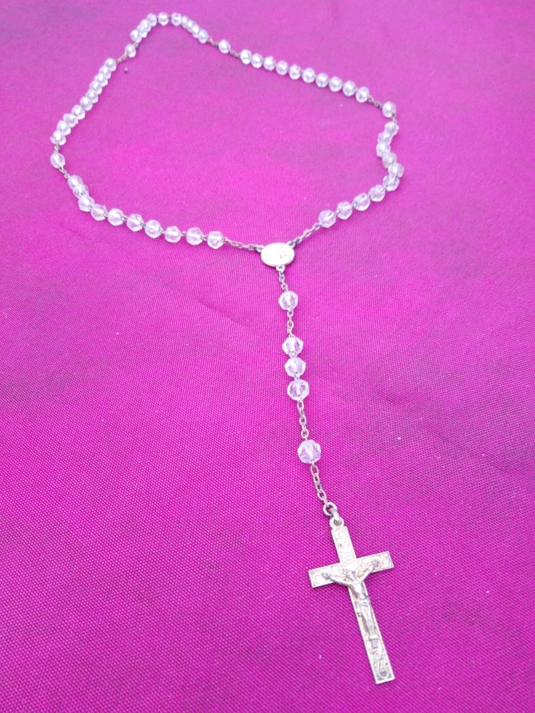 Chapelet ancien perles en cristal et m�daille vierge (4) 10 Avermes (03)