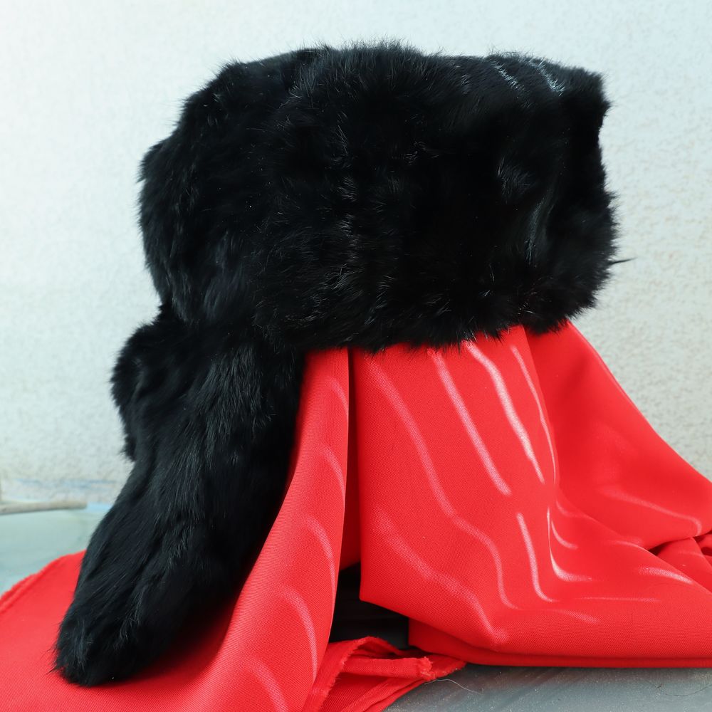 Chapka/Ouchanka Russe en peau de lapin noir. 150 Arles (13)