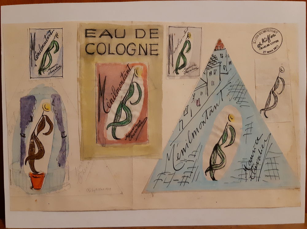 Charles KIFFER - Aquarelles originales  l'Eau de Cologne Mau 300 Asni�res-sur-Seine (92)