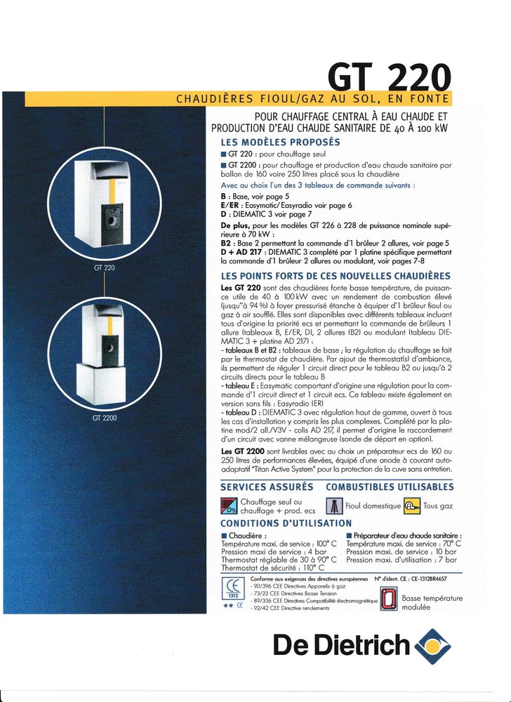 CHAUDIERE FONTE DE DIETRICH GAZ 1500 S�zanne (51)