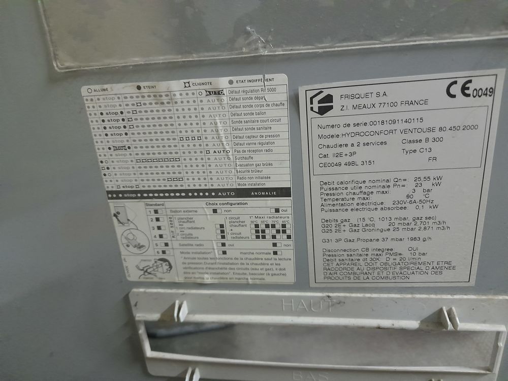 CHAUDIERE FRISQUET HYDROCONFORT 80 PRODUCTION EAU CHAUDE 340 Chaumont (52)