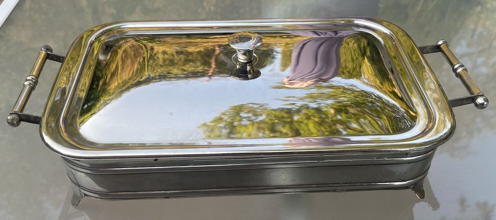 Chauffe plat m�tal argent� + Plat de service + Couvercle 40 Bauduen (83)