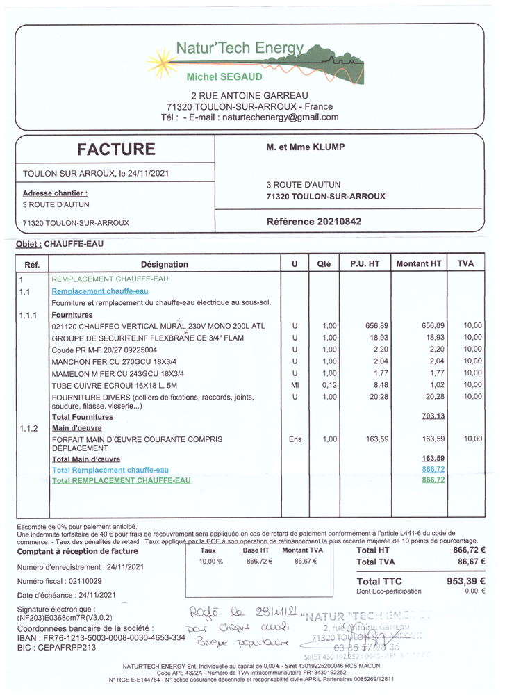 chauffe-eau 0 Toulon-sur-Arroux (71)
