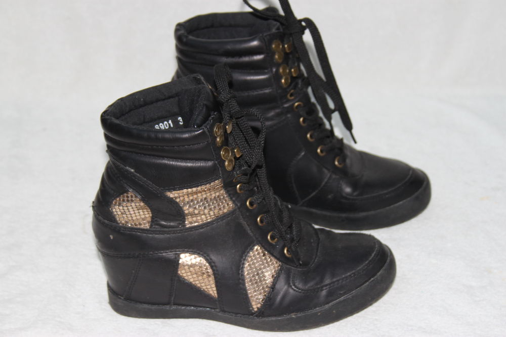 Chaussures femme cuir noir et doré 4 Montigny-Lencoup (77)