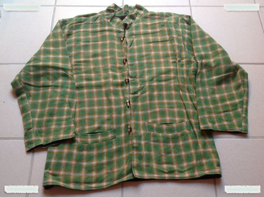 CHEMISE � CARREAUX COL MAO DOUBL�E NOIR TAILLE M Envoi Possi 20 Tr�gunc (29)